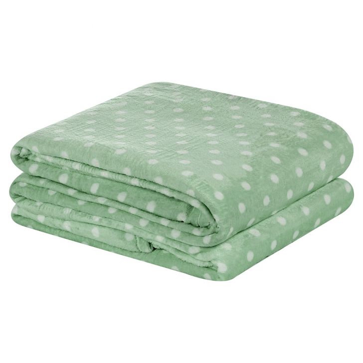 Manta Queen Petit Poa Flannel Microfibra 1 Peça - Salvia