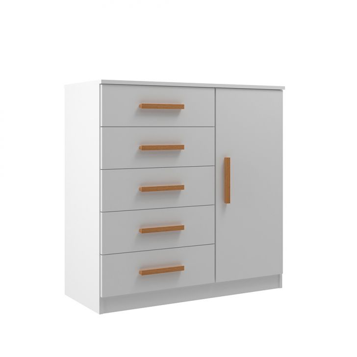 Cômoda Sapateira New Monaco 1 Porta 5 Gavetas Branca