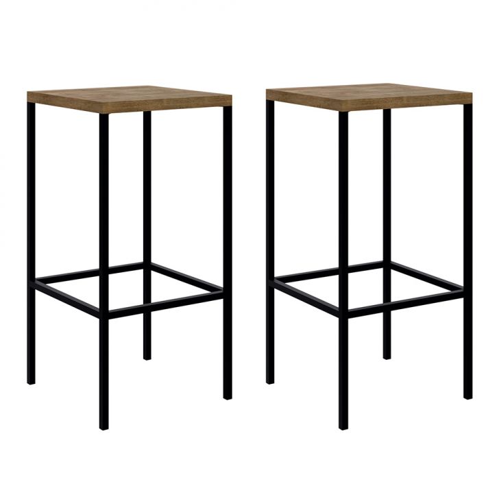 Conjunto com 2 Banquetas Steel Quadra Vermont e Preto