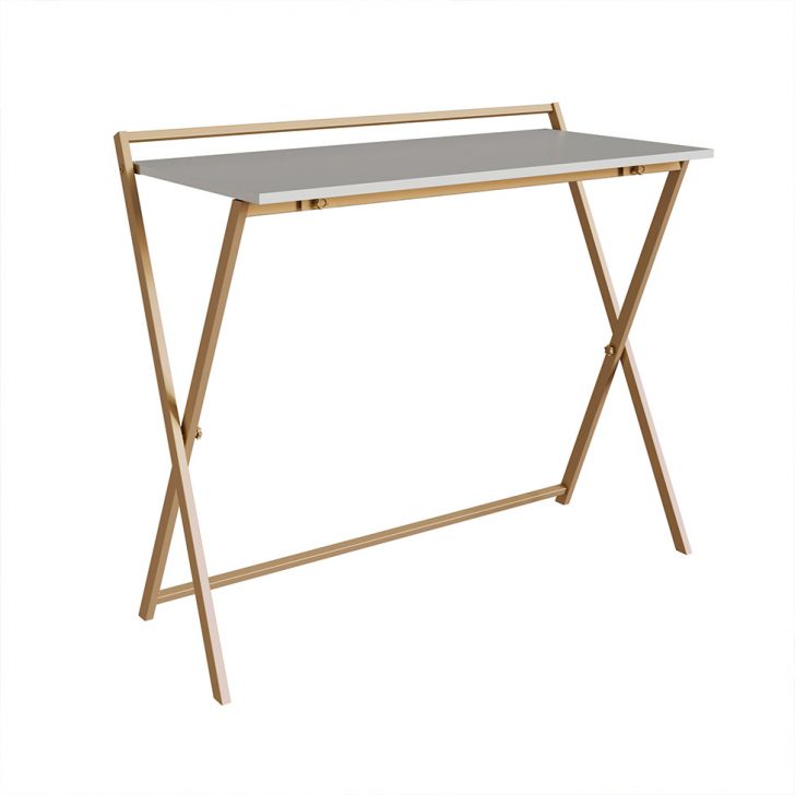 Escrivaninha Dobrável Glam Arenas e Dourada