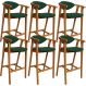 Kit 06 Banquetas Alta Cozinha Bancada Bar Sala de Jantar Fixa Cecília L02 Suede Verde Musgo - Lyam