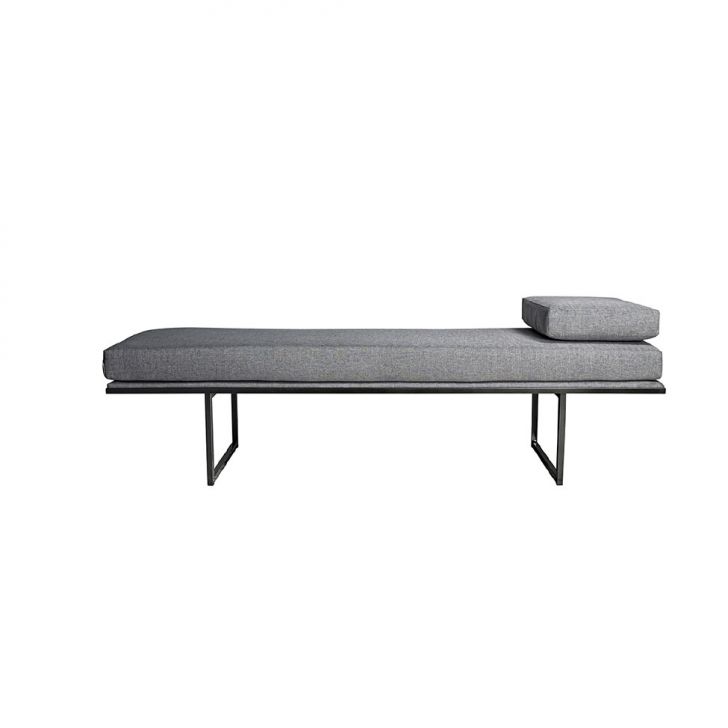 Banco | Banqueta 3 Lugares Galli Linho Cinza e Preto 180 cm