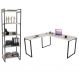 Conjunto Escritório Estilo Industrial Mesa 150x150cm e Estante 60cm 5 Prateleiras Prisma C08 Snow - Mpozenato