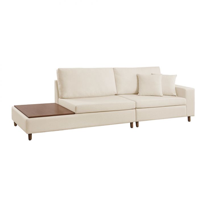 Image of Sofá 3 Lugares Com Apoio Lateral Paineiras Linho Bege Claro PLA-ES745UP22HVLMOB
