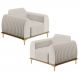 Kit 02 Poltronas Decorativas Base De Madeira Com Pés D'Ouro Molino D02 Linho Cru C-443 - Lyam Decor