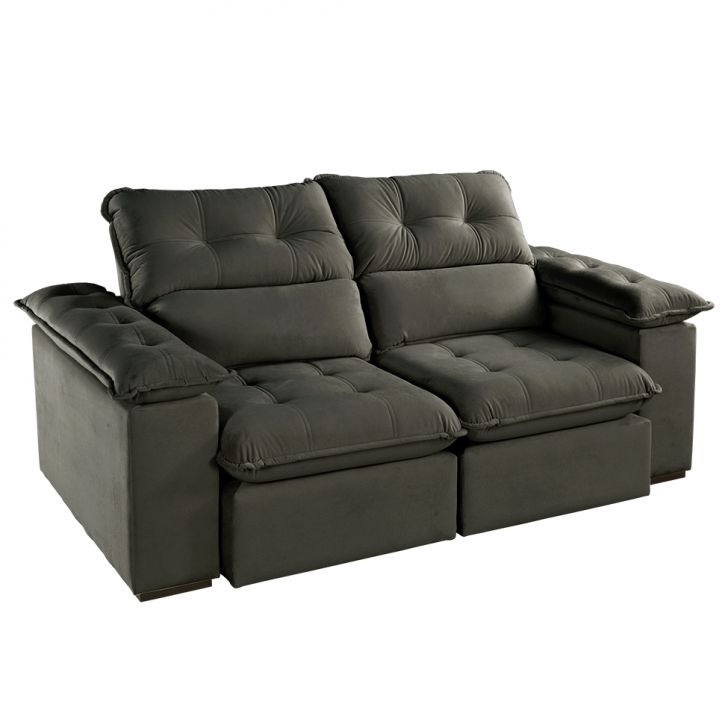 Image of Sofá 3 Lugares Retrátil E Reclinável Jobi Veludo Cinza 194 Cm PLA-ES745UP22XBTMOB