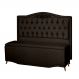 Kit Cabeceira e Calçadeira Baú Maitê Casal 140cm Veludo Marrom - Montanaris Decor