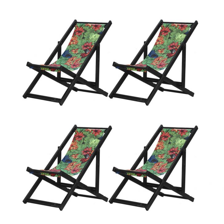 Kit 4 Espreguiçadeiras Dobrável Black SB-L Laranja