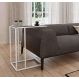 Mesa Lateral Encaixe Elena Branco Com Tampo de Vidro