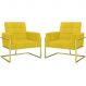 2 Poltronas com Base de Ferro Dourada Reforçada para Recepção MOBLAN decor