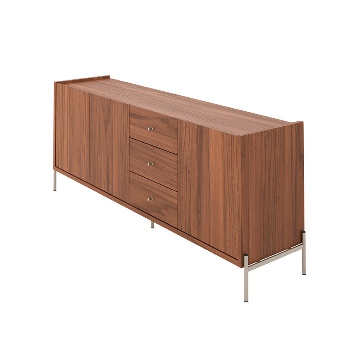 Buffet Jasper 3 Portas 3 Gavetas Canela e Champanhe