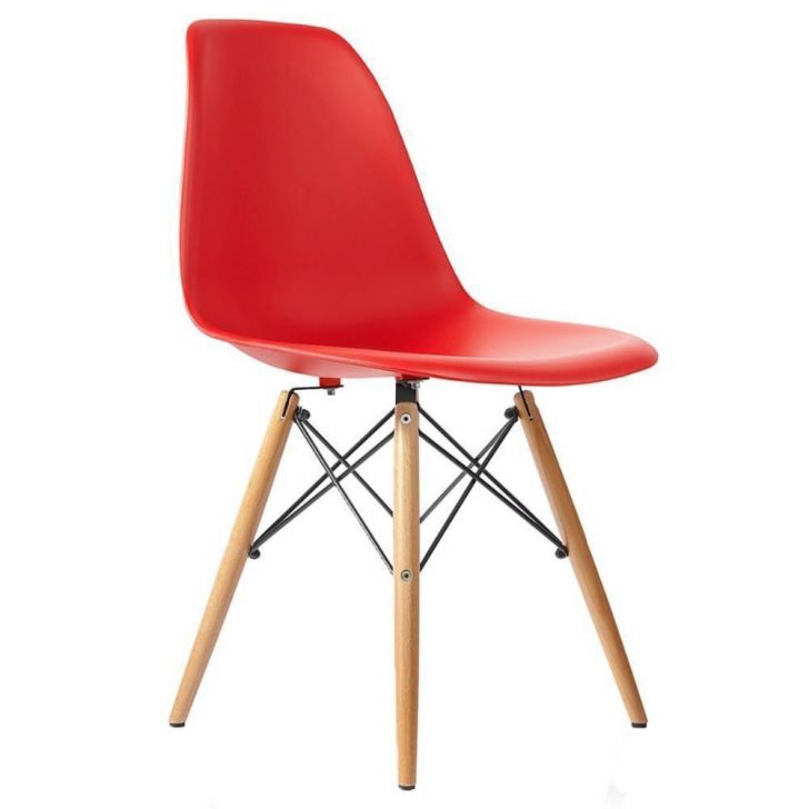 Cadeira Eiffel Charles Eames Base Madeira Sala de Jantar Vermelho - D'Rossi