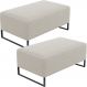 Kit 02 Puffs Decorativo Sala De Estar Cléo 90cm W01 Base Ferro Preto Bouclê Creme - Lyam Decor