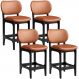 Kit 04 Banquetas Baixa Bar Cozinha E Sala De Jantar Fixa Betta L02 Preto Couríssimo Camel - Lyam Decor