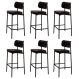 Banqueta Alta Bar Estofada Kit 6 Ella M25 Sintético Preto - Mpozenato