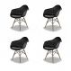 Conjunto com 4 Cadeiras Eames Arm DSW Preto e Madeira