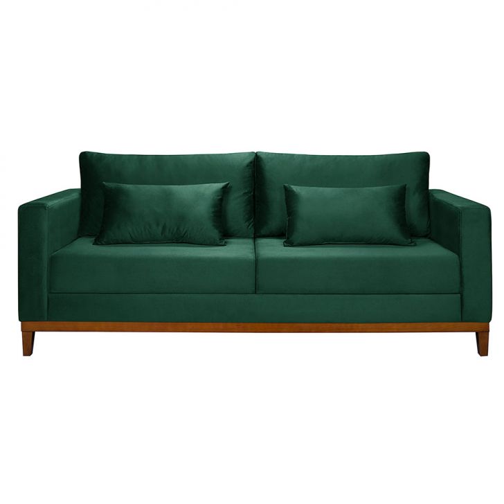 Sofá 3 Lugares Bahamas Suede Verde 230 Cm