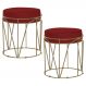 Kit 2 Puffs Decorativo Sala de Estar Base Gold Chloe Veludo Vermelho G41 - Gran Belo