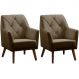 Kit 2 Poltronas para Sala e Escritório Decorativas Héstia Veludo Castor