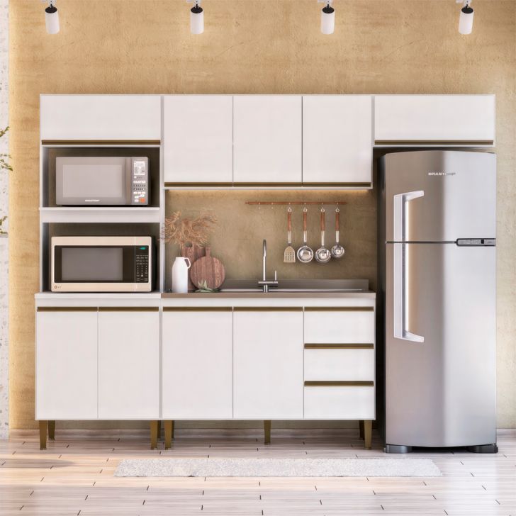 Cozinha Completa Margarida 9 Portas 3 Gavetas Branca
