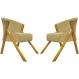 Kit 2 Poltronas Decorativa Para Sala Recepção You Suede Nude Braça Amadeirada