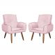 Kit 02 Poltronas Decorativa Emília Plus Suede Diversas Rosa