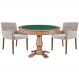 Mesa de Jogos Carteado Victoria Redonda Tampo Reversível Amêndoa com Kit 2 Cadeiras Vicenza Suede Nude G36 G15 - Gran Belo