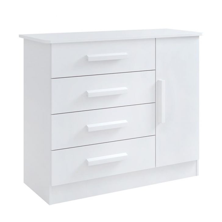 Cômoda Firenze 4 Gavetas com Sapateira 1 Porta D'Doro Branco
