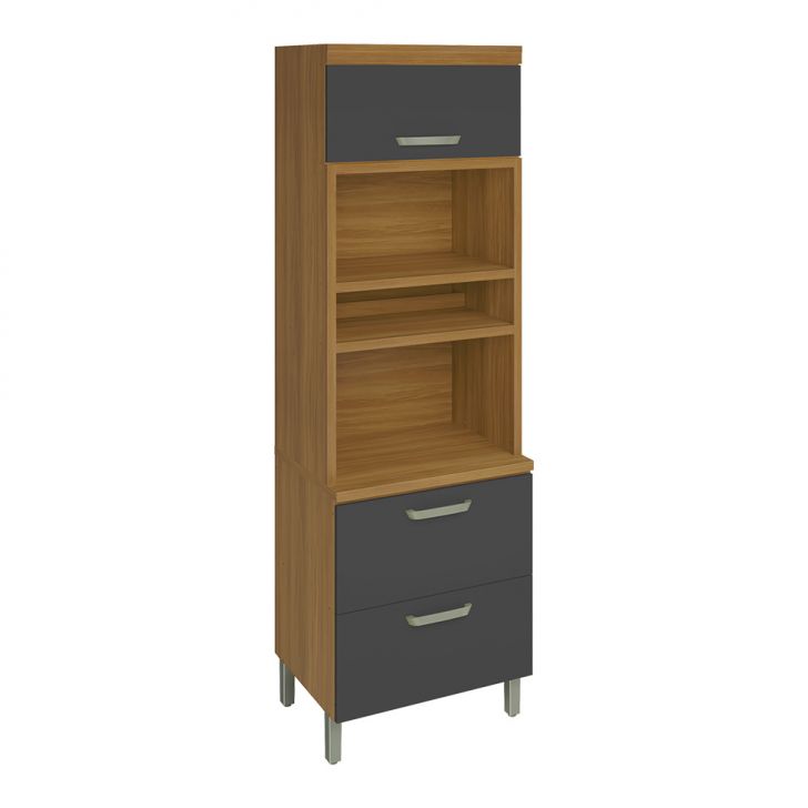 Paneleiro Princesa 2 Portas 1 Gaveta Freijó e Grafite