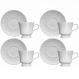 Conjunto 4 Xícaras de Café com Pires 80ml Porcelana em Relevo Tassel Germer Branco