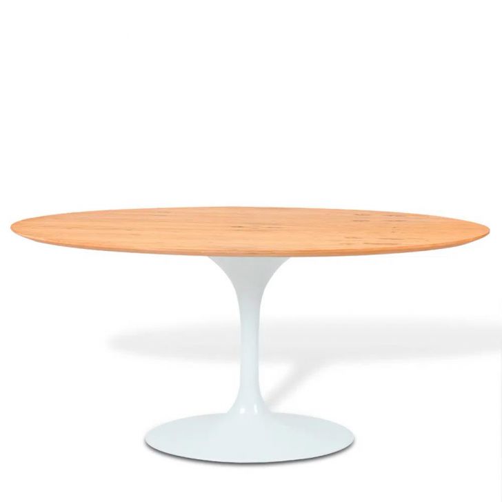 Mesa Saarinen Oval Freijó 244x137cm - Base Branca