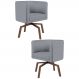 Kit 2 Poltronas Decorativas Base Ka Madeira Betina C-416 Linho Cinza Escuro - Domi