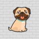 Placa Decorativa Formato Cachorrinho Pug 05- Medio 30x34cm