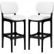 Kit 02 Banquetas Alta Para Cozinha Madeira Fixa Betta L02 Preto Facto Branco - Lyam Decor