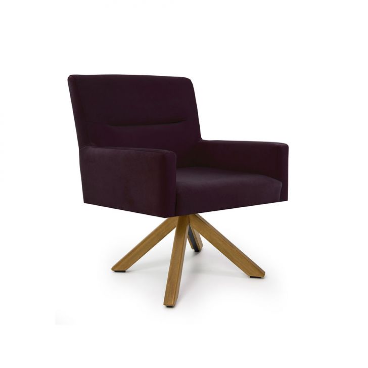 Poltrona Giratória Angel Iii Veludo Roxo