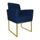 Poltrona Decorativa Klara Base Gold Veludo Azul Marinho - Montanaris Decor
