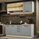 Cozinha Completa Madesa Agata 180002 com Armário e Balcão (Sem Tampo e Pia) - Branco/Cinza