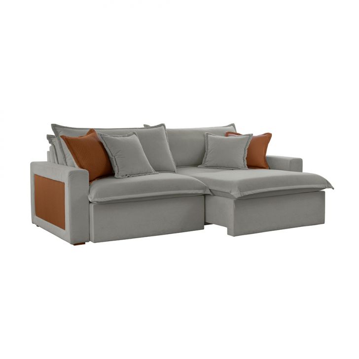 Image of Sofá 3 Lugares Retrátil E Reclinável Dubai Linho Cinza 230 Cm PLA-MO895UP12GBNMOB