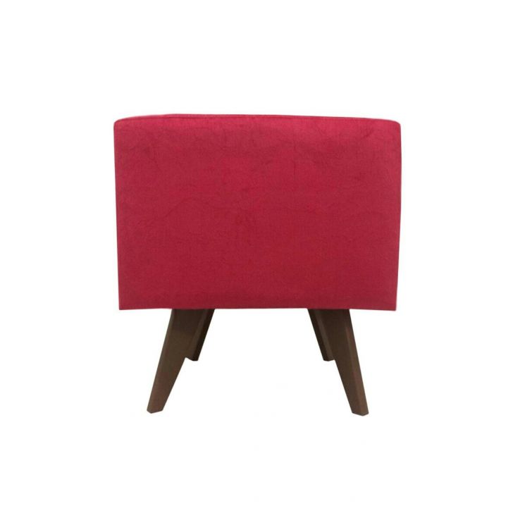Puff Pé Palito Quadrado Não é Segredo Veludo Vermelho 40x45