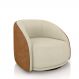 Poltrona Decorativa Jenny Base Giratória em Metal Preto Bouclê Off White/Caramelo G45 - Gran Belo