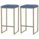 Kit 2 Banqueta Decorativa Billie Base Gold Suede Azul Marinho - Gran Belo