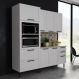 Cozinha Compacta MDF 3 Peças com Armário Paneleiro e Balcão com Tampo Multimóveis CR20454 Branco/Carvalho Tropical