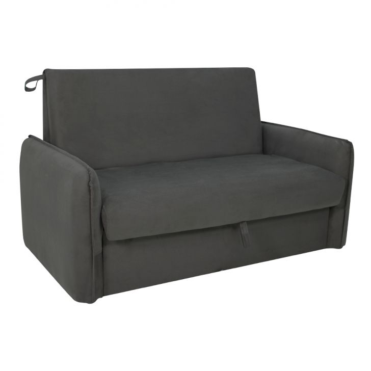 Sofá-Cama Casal com Baú 2 Lugares Zaia Suede Cinza