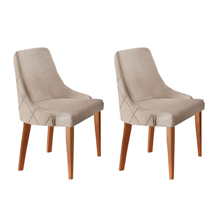 Conjunto com 2 Cadeiras Esmeralda Bege e Imbuia