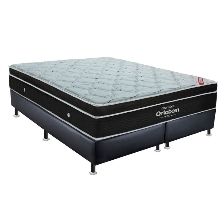 Conjunto Cama Box Cori com Colchão Queen Molas Ensacadas Elegant (28x158x198) Preto