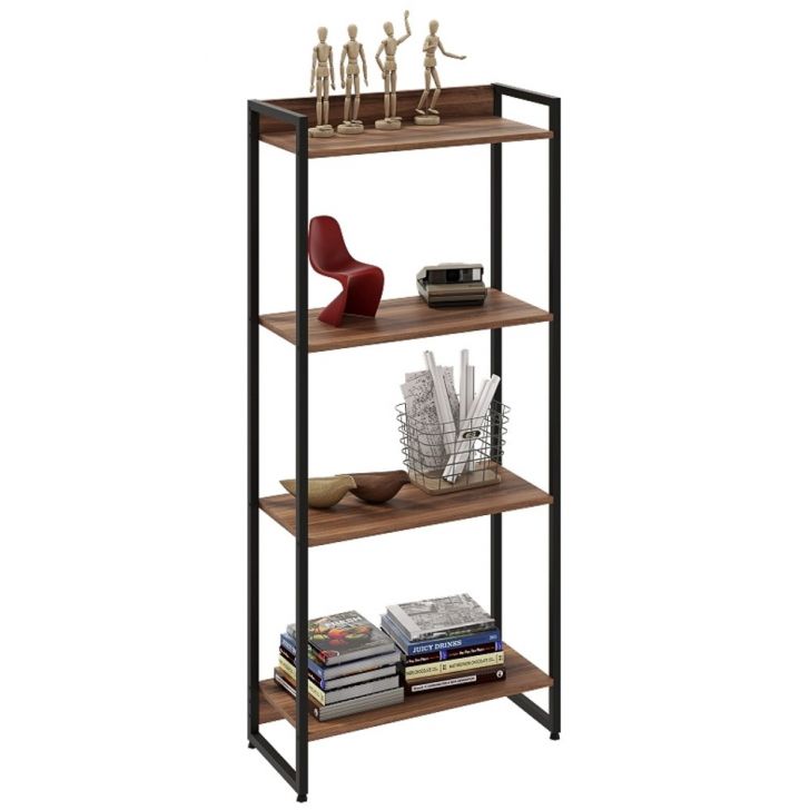Estante Livreiro Multiuso Dynamica Industrial 60cm 4 Prateleiras C08 Nogal - Mpozenato