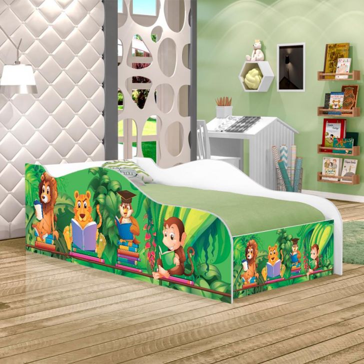 Mini Cama Fun Safari e Zoológico Infantil Com Colchão