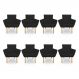 Kit 8 Poltronas Decorativa Leticia Suede Preto Pés Palito Castanho - Pallazio
