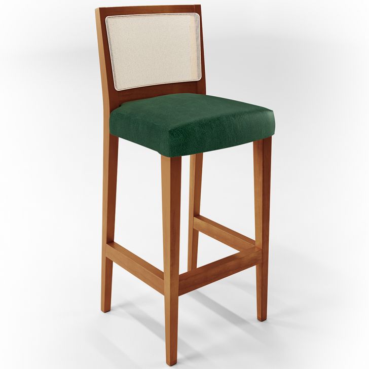 Banqueta Alta Para Cozinha Encosto em Tela Branco Zion L02 Facto Verde Musgo - Lyam Decor