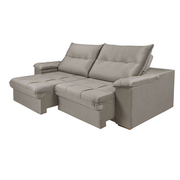 Image of Sofá 4 Lugares Retrátil E Reclinavél Dalas Veludo Capuccino 290 Cm PLA-MO895UP12IFFMOB